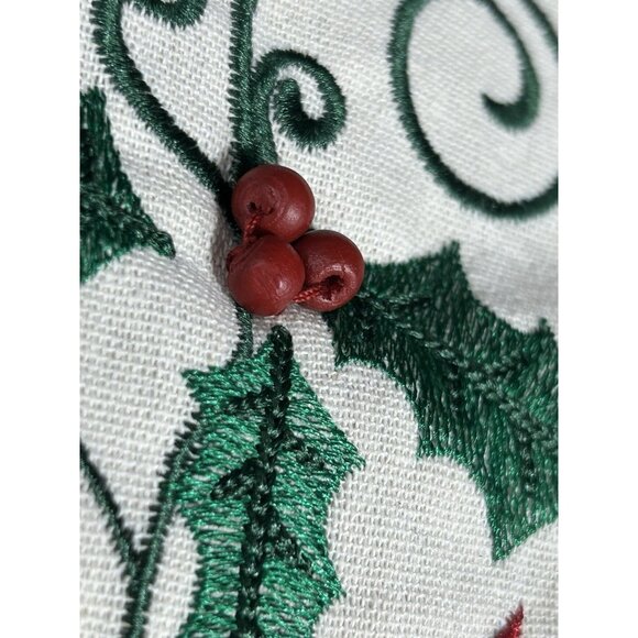 Christmas Stocking Applied Cardinal Bird Beaded 19" Red Velvet - Picture 6 of 7